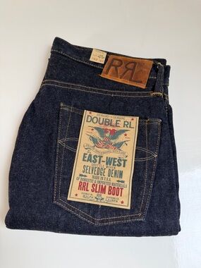NWT New RRL Ralph Lauren SLIM FIT SELVEDGE JEAN - EAST WEST size 32 x 32